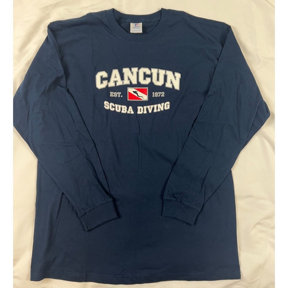 Cancun‎ Scuba Diving Adult Large Dark Blue Long Sleeve T Shirt